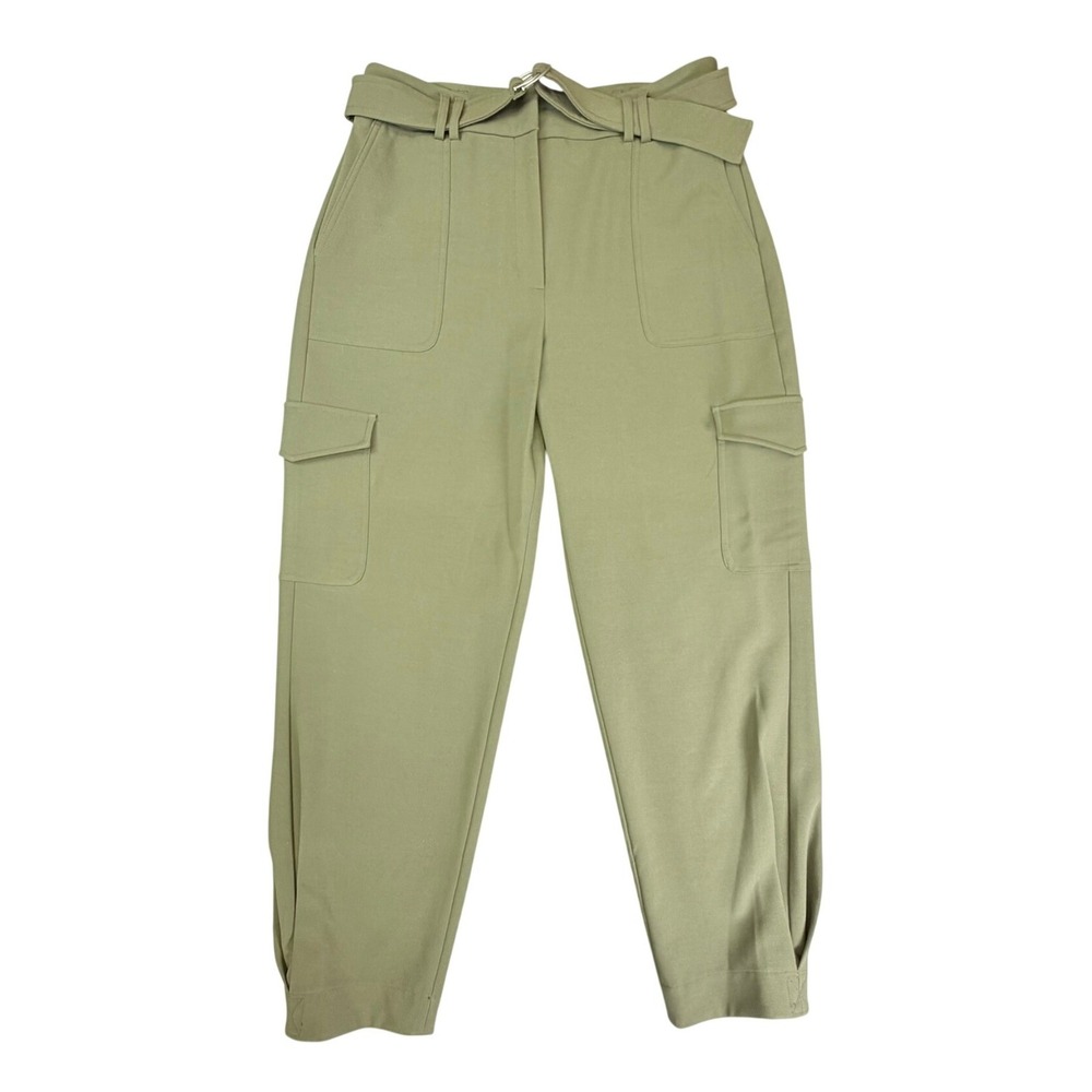Express Cargo Pants Women 12R Olive Green Super High Rise Belted Ankle Tapered